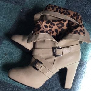 Unique leopard and cream booties - perfect for fall!